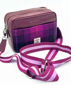 Harris Tweed Kameratasche in Lila-Karo