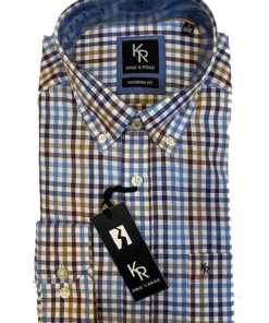 Flannel Shirt King’s Road, Blauw Bruin Blokje