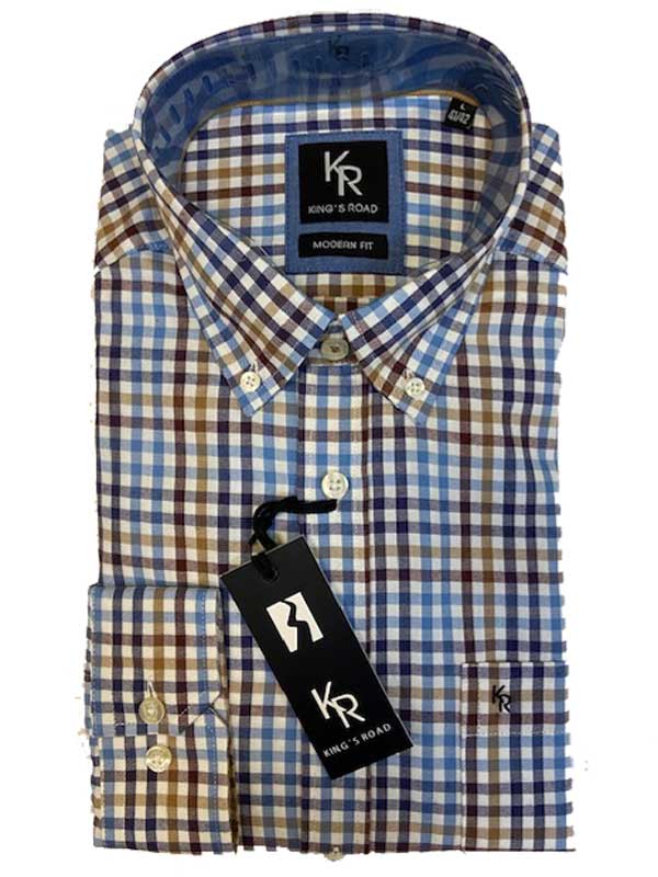 Flannel Shirt King’s Road, Blauw Bruin Blokje