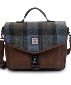 Harris Tweed Laptoptasche, Kastanienblaues Tartan