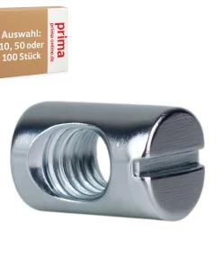 Quermutter M8 12×18 mm – Zylindermutter verzinkt, symmetrisch mit Schlitz