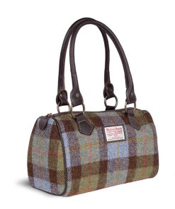 Harris Tweed Barrel Bag Green Blue Check