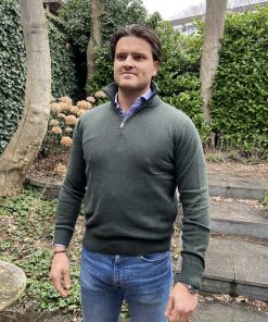 Pullover, zip neck Green