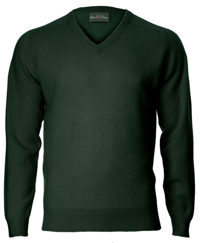 Alan Paine Lamswol Pullover V-hals, Updated Fit – Tartan Green – Bild 5