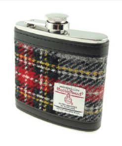 Harris Tweed 6oz Flachmann, Grau-Rot Kariert
