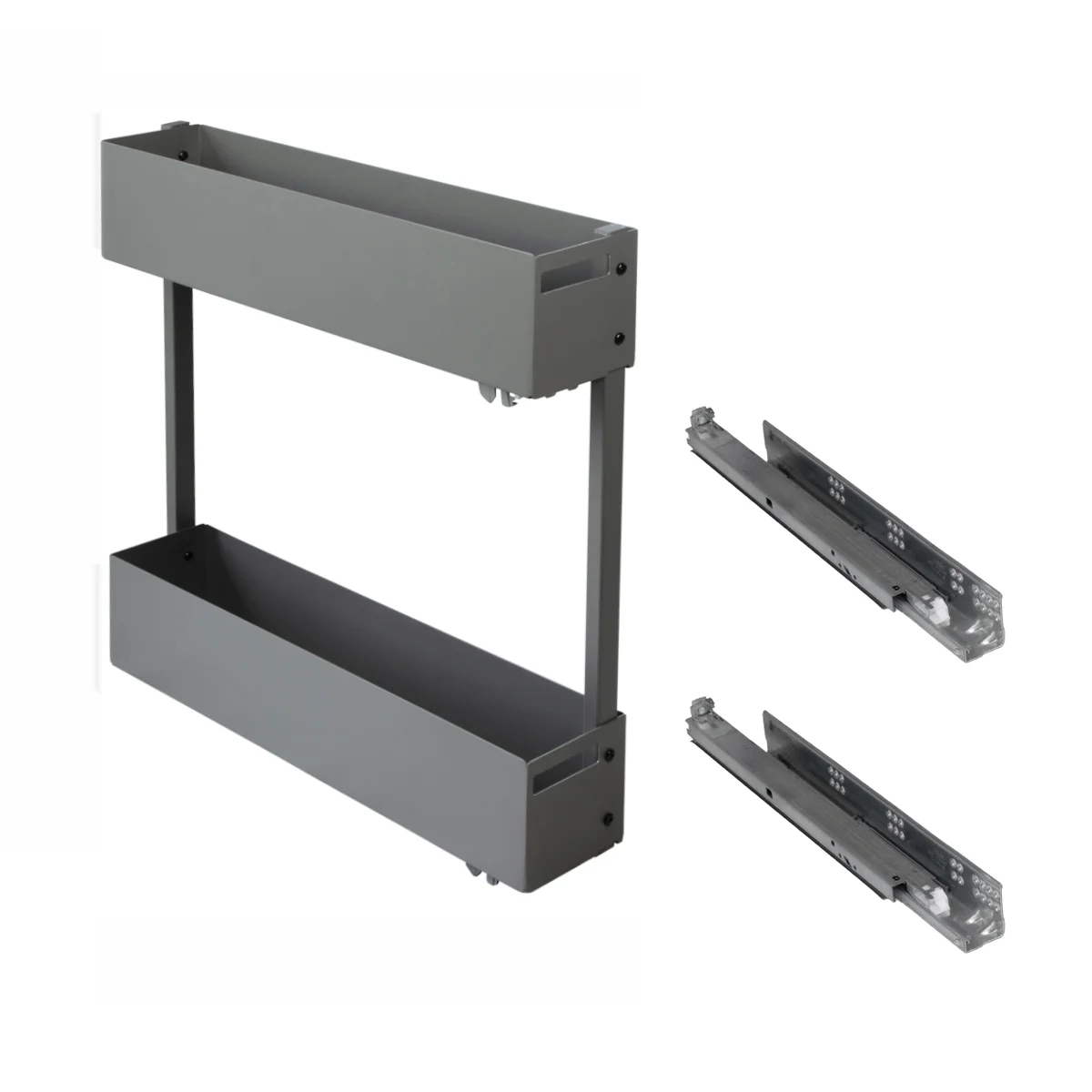 Unterschrankauszug 150-200mm 2 Etagen seitliche Montage woplus Vollauszug Anthrazit – Bild 2