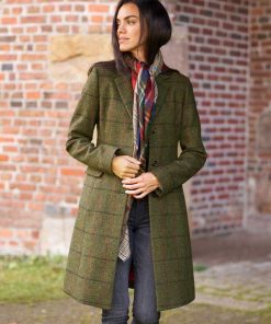 Harris Tweed Damenmantel “Emilia“ In Green Overcheck