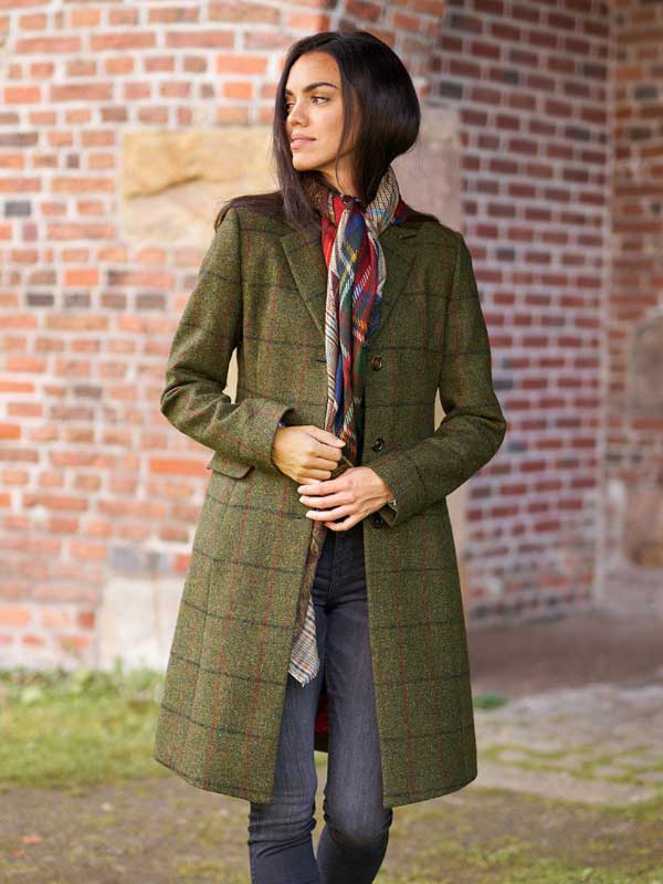Harris Tweed Damenmantel “Emilia“ In Green Overcheck – Bild 2