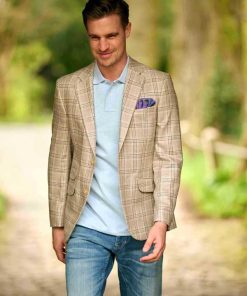 Wellington Seiden Sommer Sakko Beige Glen Check