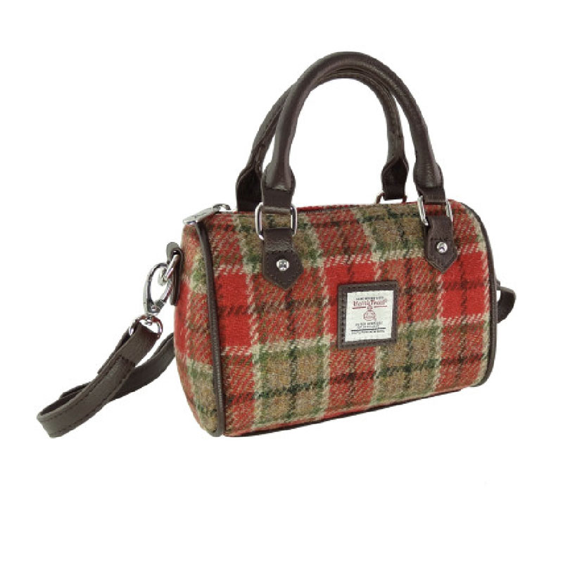 Harris Tweed ‚Kilbride‘ Mini Bowling Bag in Red & Green Tartan – Bild 2