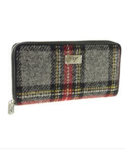 Harris Tweed ‚Staffa‘ Handtasche Grau-Rot Kariert