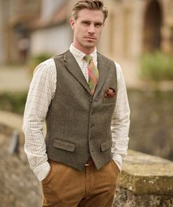 Harris Tweed Weste “Wales“ In Tweed Shadow