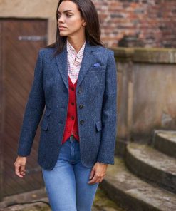 Harris Tweed Damen Blazer in Blue Herringbone 610