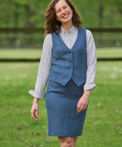 Bleistiftrock Aus Harris Tweed In Blue Shadow