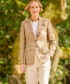 Wellington Leinenblazer in Beigen Fensterkaro