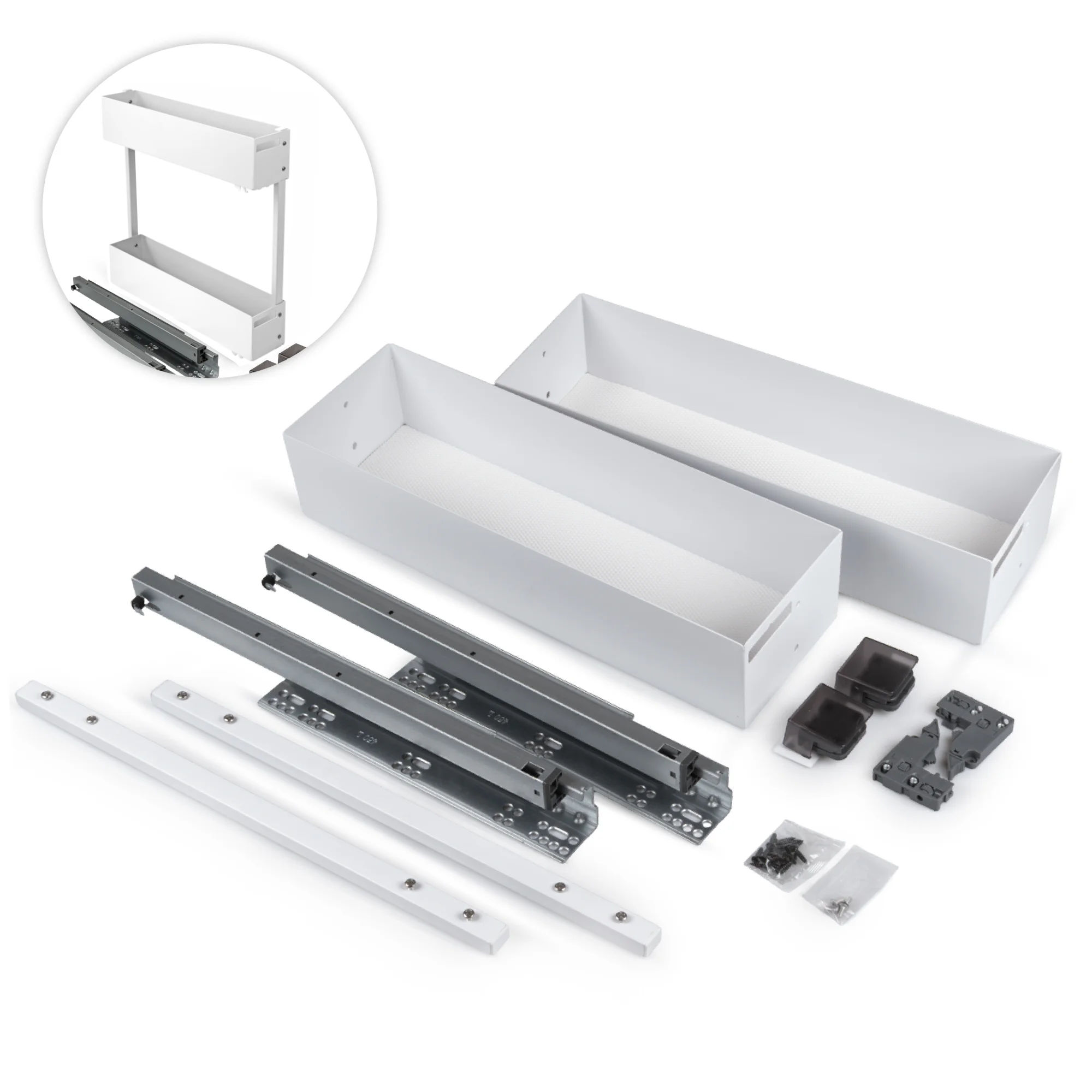 Unterschrankauszug 150-200mm 2 Etagen seitliche Montage woplus Vollauszug Anthrazit – Bild 3