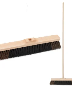 Holzbesen – Besenkopf 40 cm + Holzstiel 120 cm – Großer Holzbesen für Terrasse, Garage & Hof