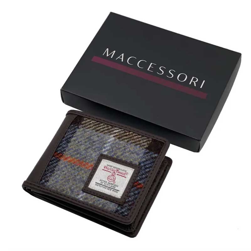 Harris Tweed Bifold Geldbörse in Blau-Braun kariert – Bild 5