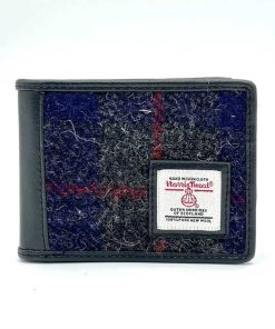 Harris Tweed Bifold Münzgeldbörse in Blau-kariert