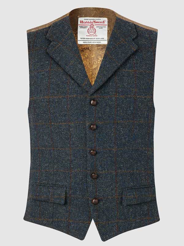 Harris Tweed Weste, Angus Waistcoat – Blue Multi – Bild 2