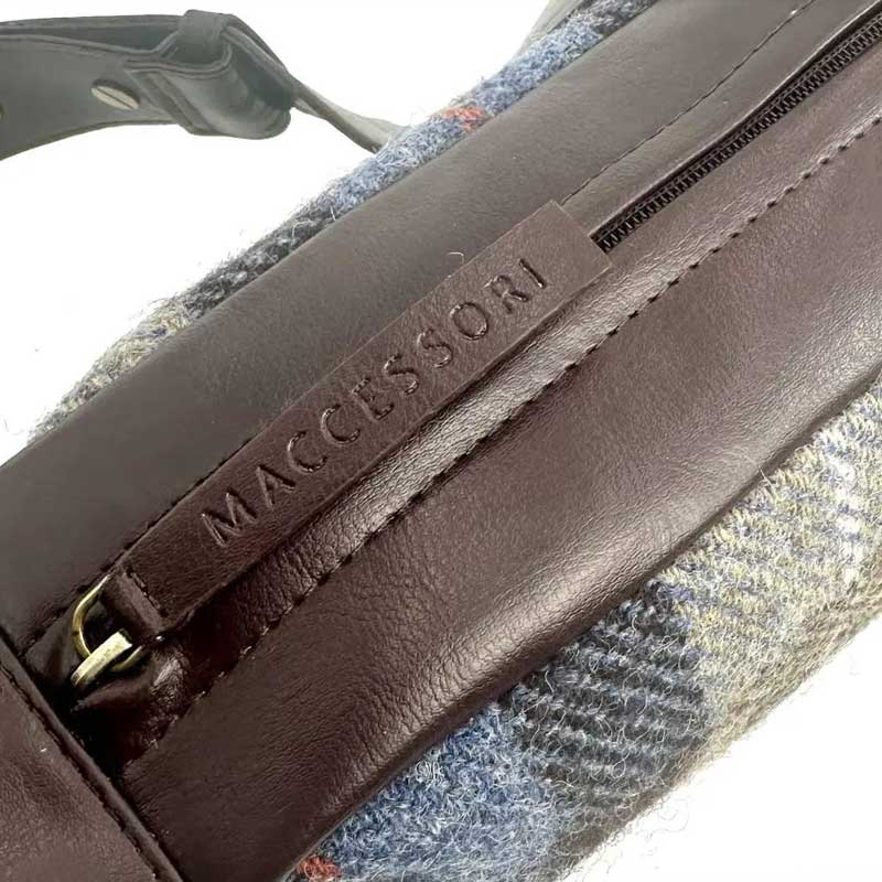 Harris Tweed Umhängetasche in Blau/Braun kariert – Bild 4