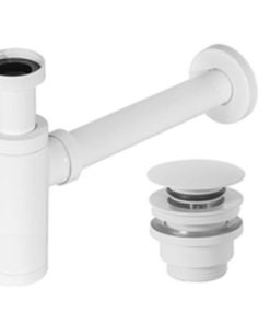 MEI BAD Premium Design Sifon/Ablaufventil Set weiß