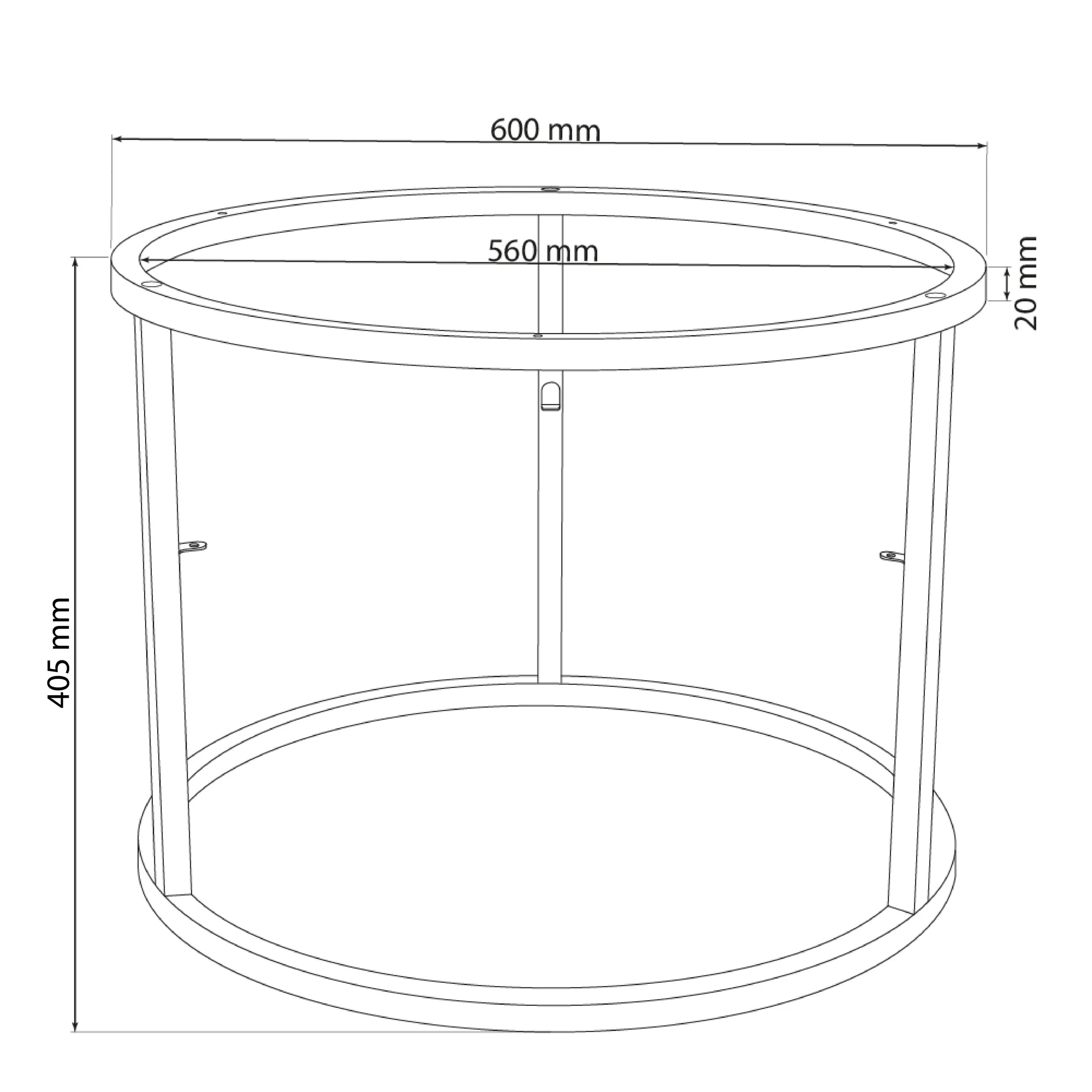 Rundes Tischgestell Ø60/70 cm Schwarz/Weiß ohne Tischplatte – Bild 3