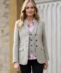 Harris Tweed Blazer “Carola“ In Light Grey Twill