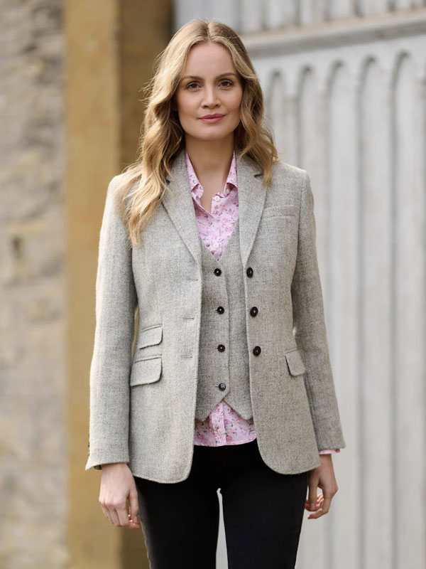 Harris Tweed Blazer “Carola“ In Light Grey Twill