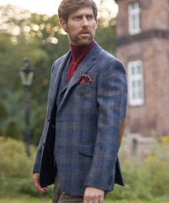 Harris Tweed Sakko “London“ In Multi-Blue Tweed