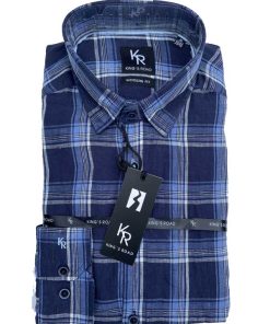 Shirt King’s Road, Blauw Ruit Linnen