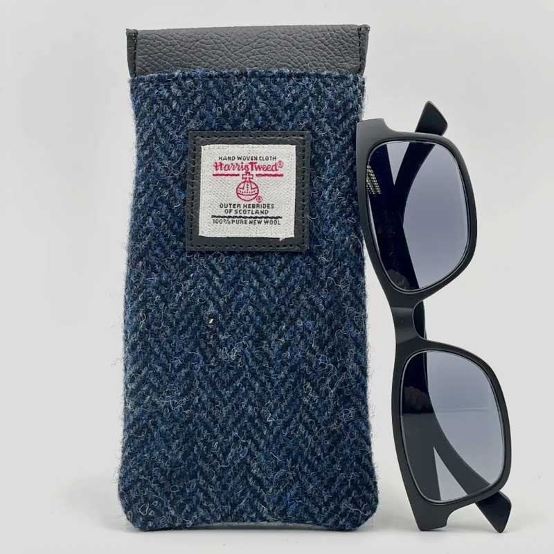 Brillenetui aus Harris Tweed in Blau – Bild 3