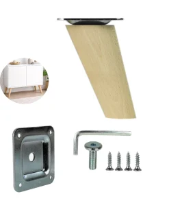 8 cm Möbelfuß Holz Schräg – Buche konisch, inkl. Montageset TYP 2