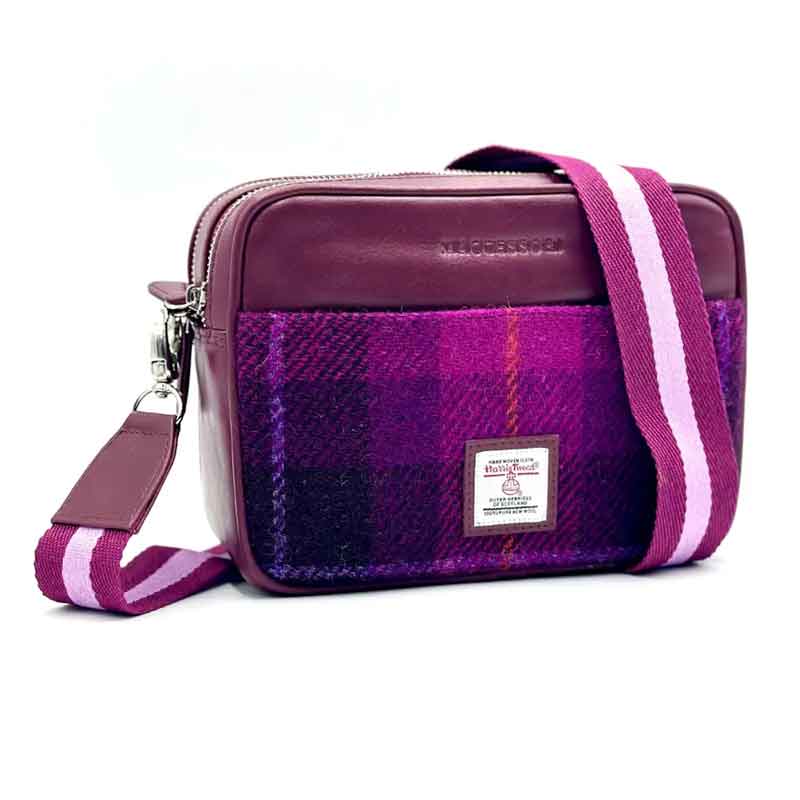 Harris Tweed Kameratasche in Lila-Karo – Bild 5