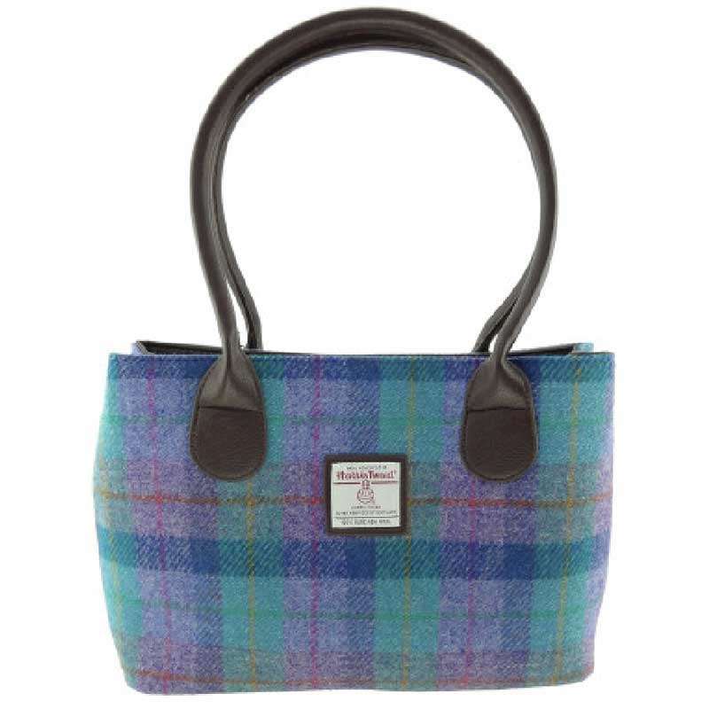Harris Tweed ‚Cassley‘ Classic Handbag in Green and Purple Tartan – Bild 2