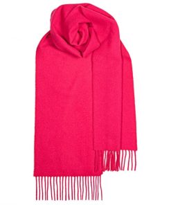 Bright Pink Plain Coloured Lambswool Scarf