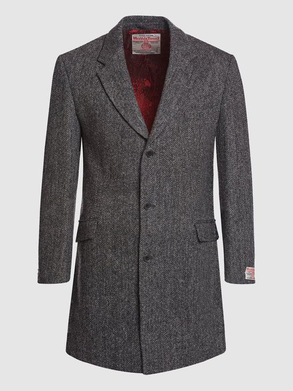 Harris Tweed Overjas, Murdo ¾ Coat – Charcoal – Bild 2