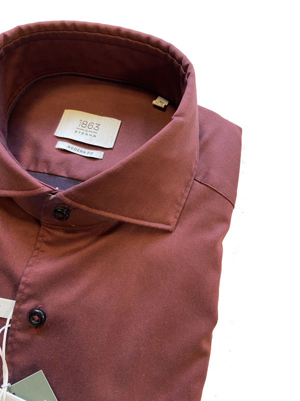 Soft Cotton Shirt, Bordeau – Bild 3