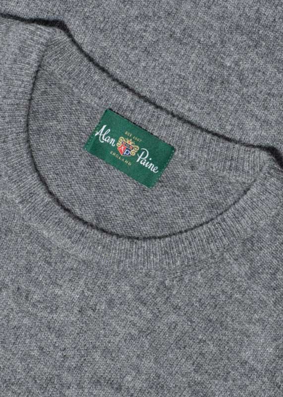 Alan Paine Lamswol Pullover Ronde-hals, Updated Fit – Grey Mix