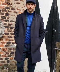 Herrenmantel in navy aus Woll-Kaschmirmix