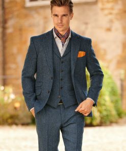 A Harris Tweed Sakko “London“ In Blue Herringbone