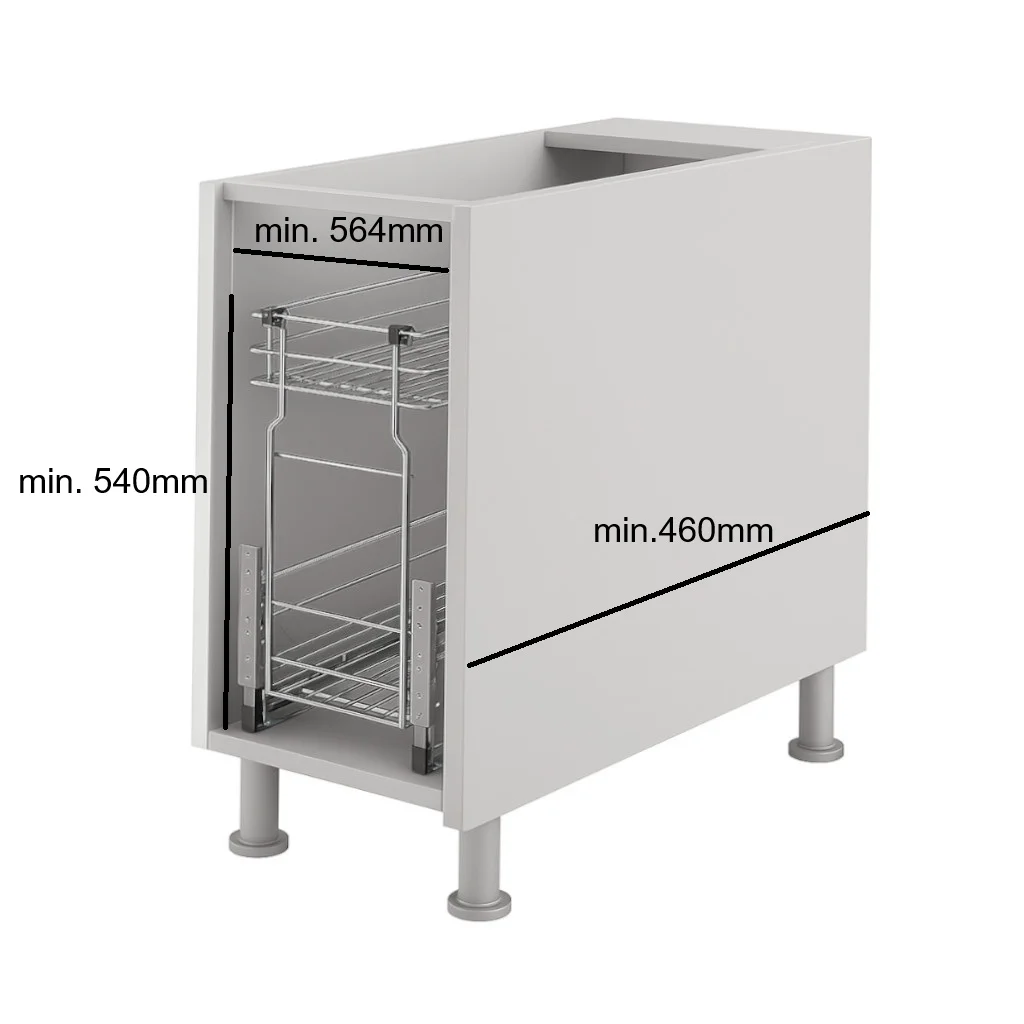 Unterschrankauszug 60 cm Soft-Close Chrom – Bodenmontage mit Bodenschienen 2 Etagen | Prima Online – Bild 6