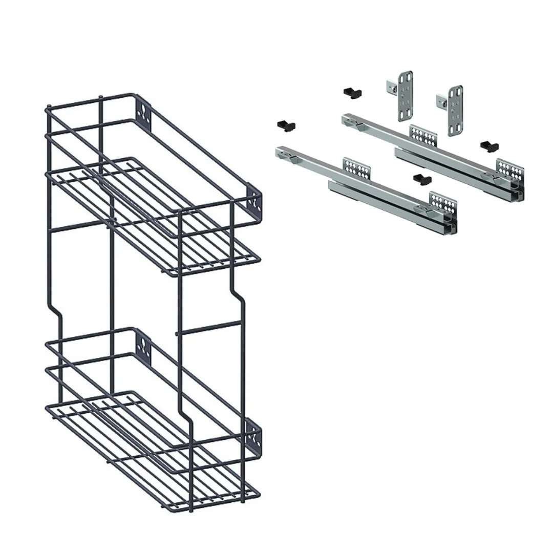 Unterschrankauszug Küche 2 Ebenen Anthrazit – 150/200/250 mm, Soft-Close, Links/Rechts – Bild 4
