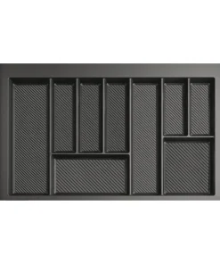 Besteckkasten für Schubladen 80 cm graphit matt 75x69cm – zuschneidbarer (B: 75-69cm ) (T: 49-42cm)