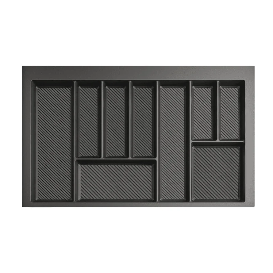 Besteckkasten für Schubladen 80 cm graphit matt 75x69cm – zuschneidbarer (B: 75-69cm ) (T: 49-42cm) – Bild 6