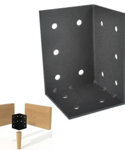 Bettwinkel Schwarz 70x70x104 mm – Stahl Eckverbinder 2 mm