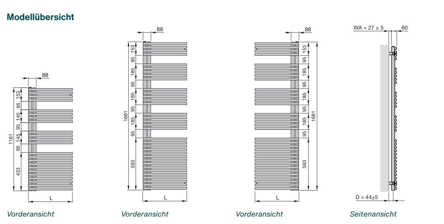 Zehnder Forma Asym elektrisch Handtuchwärmer 116,1 x 59,6 cm weiss mit Heizstab IHE – Bild 4