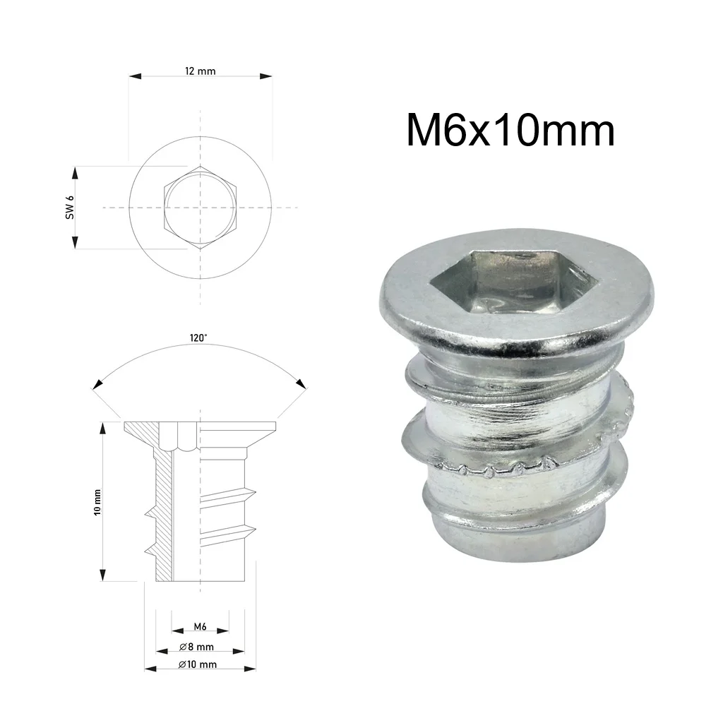 Einschraubmutter M6 x 10 mm – verzinkter Stahl, mit Bund – 10/50/100 Stück – Bild 3