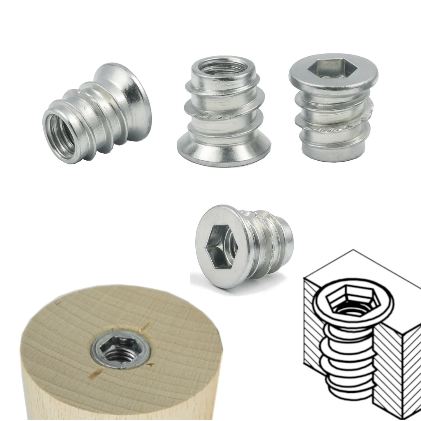 Einschraubmutter M6 x 10 mm – verzinkter Stahl, mit Bund – 10/50/100 Stück – Bild 8