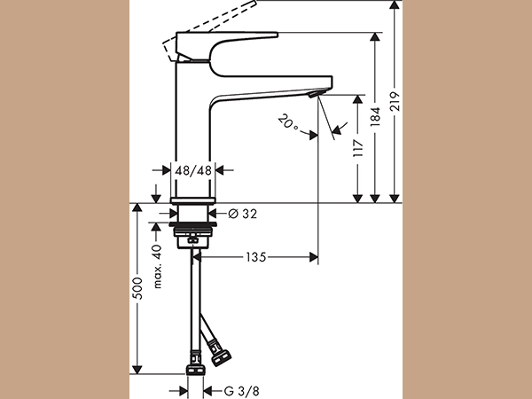 HG Metropol Waschtischmischer 110 chrom Bügelgriff Push-Open Ablaufgarnitur – Bild 3